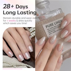 modelones Glitter Gel Nail Polish Pearlescent Gel Polish White Chrome Shimmer Nail Polish Iridescent Soak Off Led Mermaid Polish Swirl Shell Thread Effect Nail DIY 15 ML