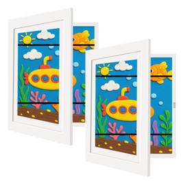 WeePro [2-Pack Kids Artwork Frames Changeable - Kids Art Frames Front Opening 8.5 x 11 Holds 150 Pics, Artwork Frames for Kids Art, Kids Art Frame Ideal for Portfolio, Pictures, Drawings (White)