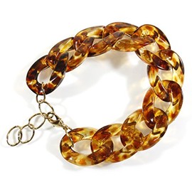 Style ARThouse Curb Appeal, Tortoise Shell Pattern Lucite Bracelet, Size Adjustable