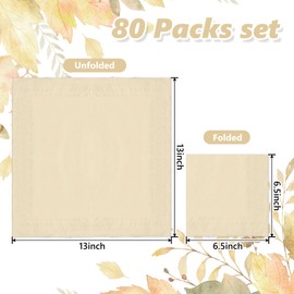 Whaline 80Pcs Thanksgiving Fall Paper Napkins Autumn Colors Luncheon Napkin 4 Colors Disposable Dinner Dessert Napkin for Home Kitchen Party Supplies