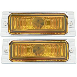 Keypart 47-53 Chevy Truck Front LH & RH 12V Turn Light Parking Lamp Assemblies w/Chrome