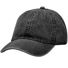 Falari Classic Baseball Cap Dad Hat 100% Cotton Soft Adjustable Size Black Denim