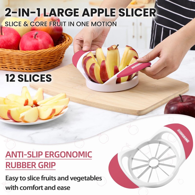 SCHVUBENR 4.72 Inch Large Apple Slicer with 12 Blades -