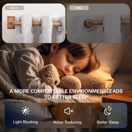 HTZON Blackout Wrap Around Curtain Rod 28 to 48 Inch:Heavy Duty Adjustable Imitation Wood Curtain Rod 1 Inch Wooden Room Darkening Curved French Windows Curtain Rods for Farmhouse Bedroom Easy Install