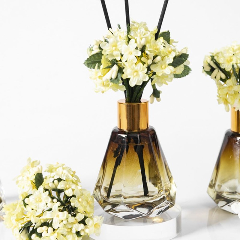 2PCS 60ml/2oz Empty Refillable Glass Diffuser Bottle Diffuser Jars Aromatherapy