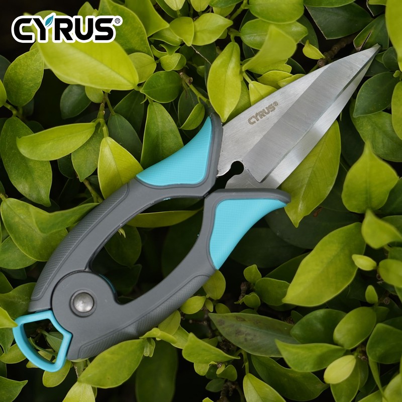 CYRUS Garden Pruner Herb Scissors,Large Size Handle and Sharp Blades,