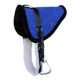 CHALLENGER Horse Saddle PAD Western Suede Leather Bareback PAD Stirrups Blue 39148BL