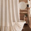 XOGUIBO Farmhouse Shower Curtain with Ruffle Hem Linen Beige Shower