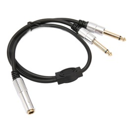 6.35mm Splitter Cable Female to Dual Male Gold Plated Plug Socket Stereo Sound Y Splitter Cord 1.6ft