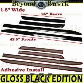Torox Side Door Body Side Moldings 2x 42.5" Fronts+ 2x 25" Rears 1.8" Wide GLOSS BLACK