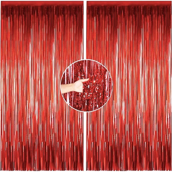 June tech 2pcs 3.28ft x 6.56ft Metallic Tinsel Curtains Curtain