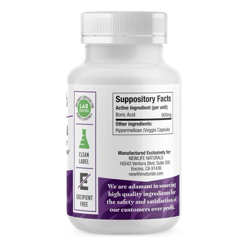 Ácido Bórico Newlife Naturals 600mg Vaginal Suplementos