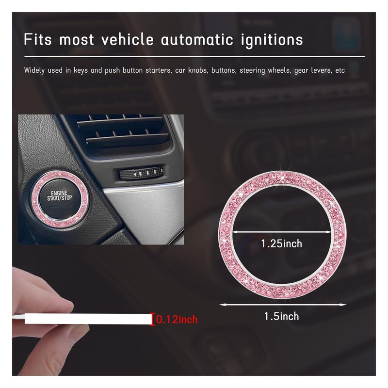 Dickno Bling Crystal Double Rhinestone Car Engine Start Stop Decoration