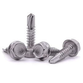 EASTLO #10 x 3/4" (1/4" to 3" Available) Hex Washer Head Self Drilling Screws, Self Tapping Sheet Metal Tek Screws, 410 Stainless Steel, 50 PCS, AB210302-50