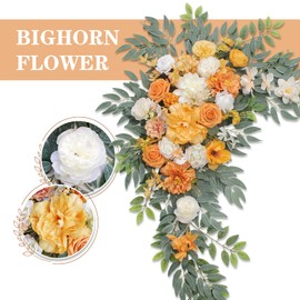 BMQDSM Wedding Arch Flowers with Drapes (Set of 3) Wedding Decor and Wedding Arch Draping Artificial Flower Arrangements Wedding Decorations for Reception Wedding (Aurantium)