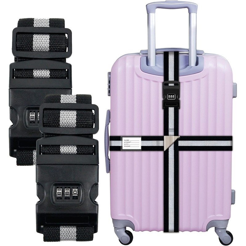 QICHEN Set de 2 Correas de Equipaje para Maletas Ajustable，4.2