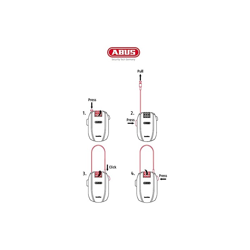 ABUS Combiflex Cable Lock - Lock for securing skis, Helmet,