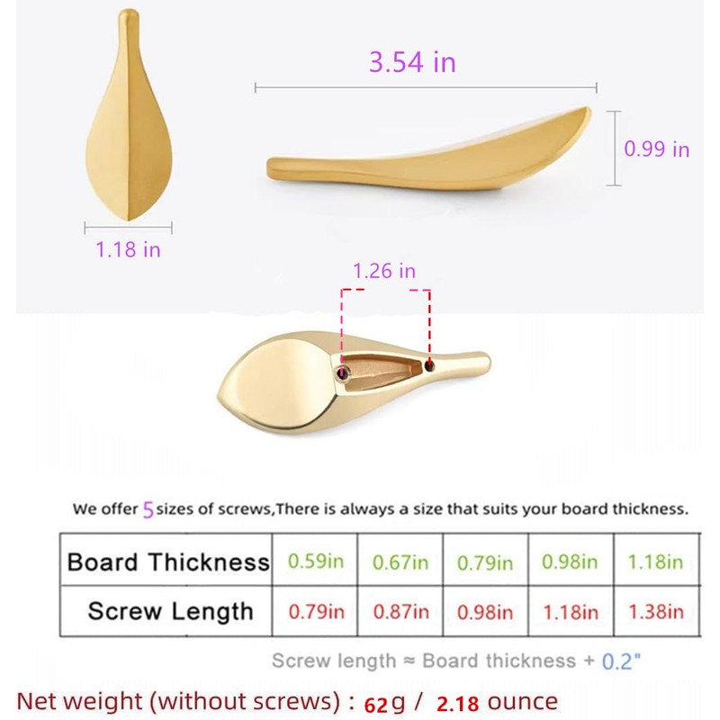 Wannianmu 2 Pcs Leaf Shape Solid zinc Alloy Cabinet Pulls