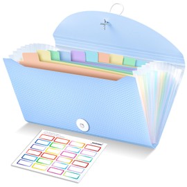 Nicecho Receipt Coupon Organizer, 13 Pockets Small Accordion File Organizer with Labels for Receipt Cards, Bill Business, Coupons Storage, 10.2X 5.1 Inches