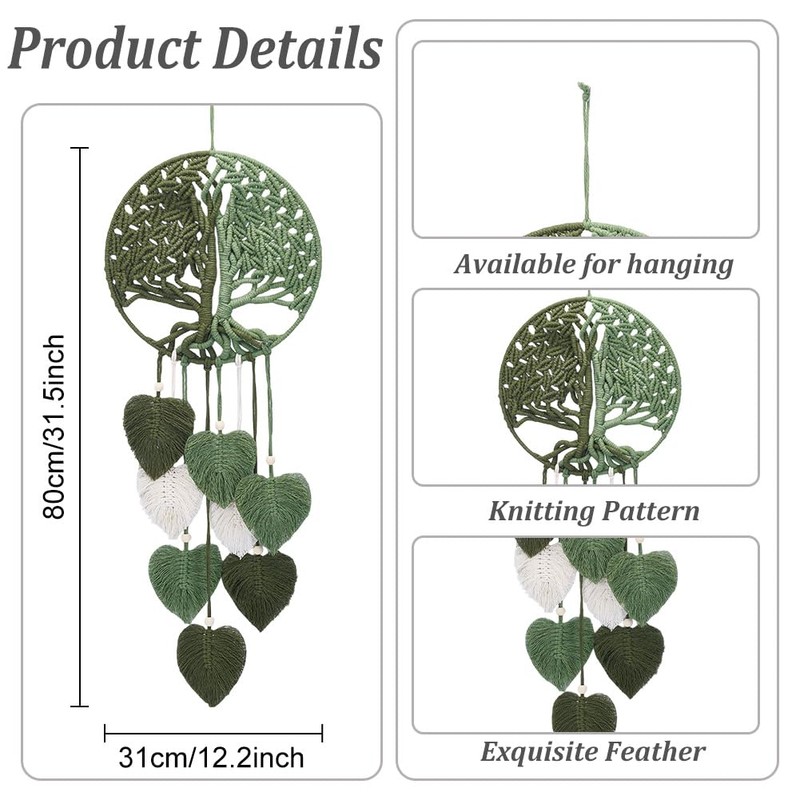 ACRNIGHEET DIY Macrame Kit for Adults Beginners Handmade Green Leaves