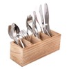 Kitchen Cutlery Holder with 4 Adjustable Smart Compartments, Wood Utensil