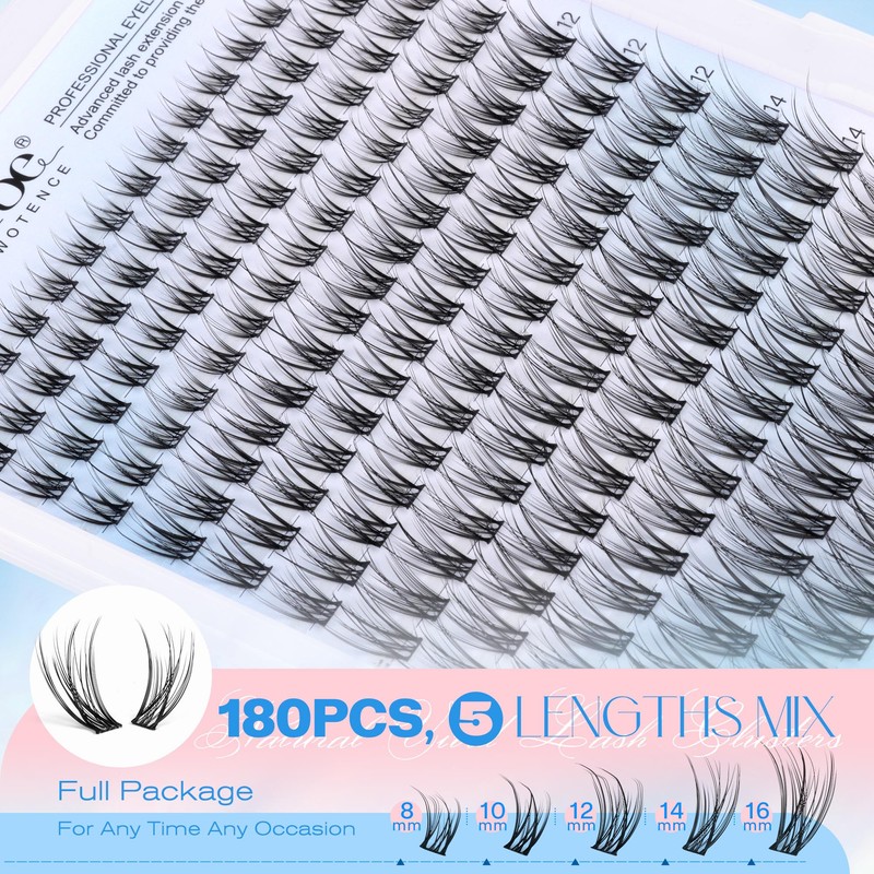 Pawotence Lash Clusters Kit Wispy Lash Extension Kit Natural 180pcs