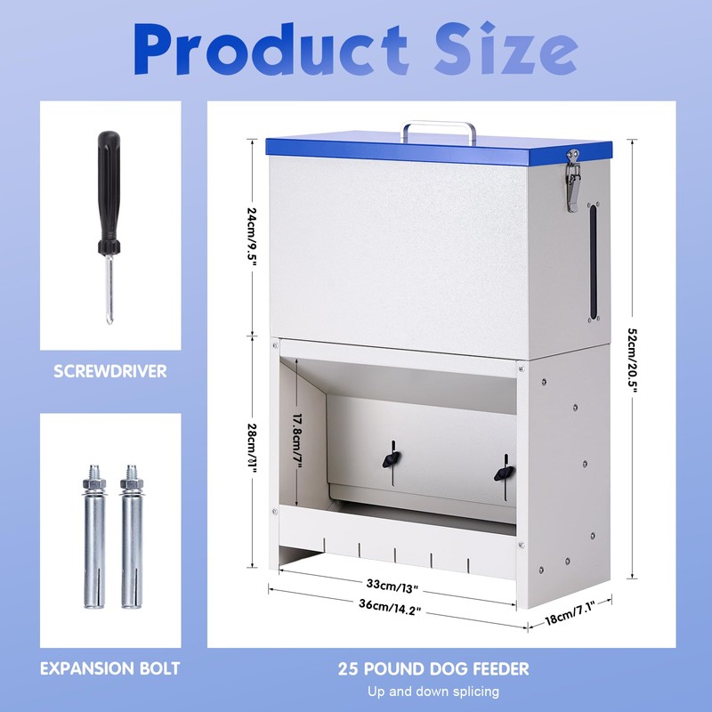 PKNYBZH Galvanized Metal Pet Food Station for Indoor & Outdoor
