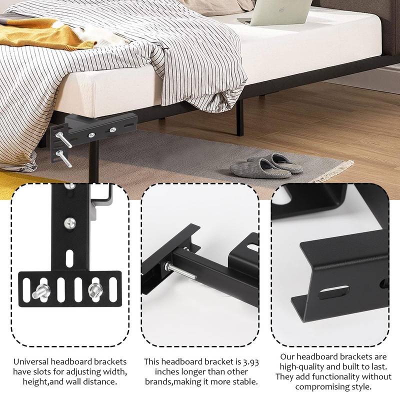 Longzhuo Universal Headboard Brackets, 2 Pack Headboard Kit for Adjustable