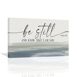 Large Christian Wall Art Bible Verse Psalm Pictures Wall Decor Be Still and Know That I Am God Canvas Painting Print Modern Home Decor Artworks Framed for Living Room Bathroom Bedroom Church 16"x24"