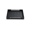 Extra Large Black Shagreen Leather Ottoman Tray with Gold Handles