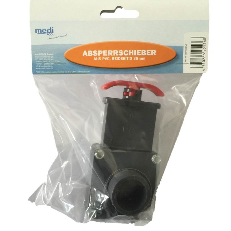 Gate Valve PVC 38 mm + Pack of 2 Clamps