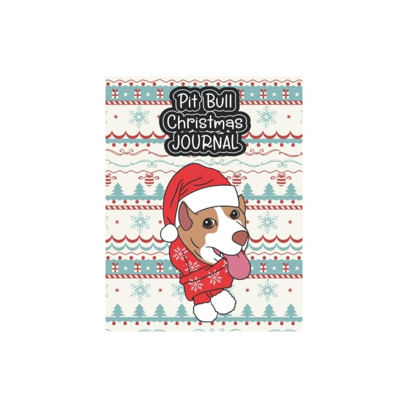 Pit Bull Cartoon Christmas Journal: 120 Lined Pages Notebook, Journal,