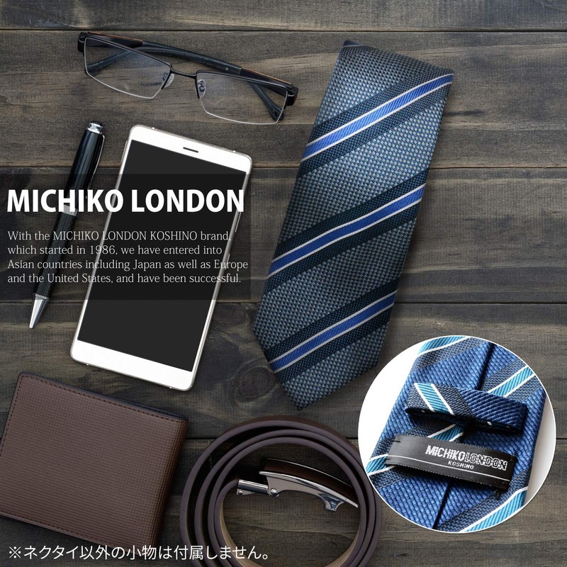 Michi Kolondon Brand Necktie, 100% Silk, Jacquard Woven Stripe, Pattern