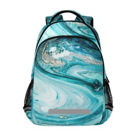 Glaphy Ocean Blue Marble Backpacks Laptop School Book Bag Lightweight Daypack for Men Women Teens Kids