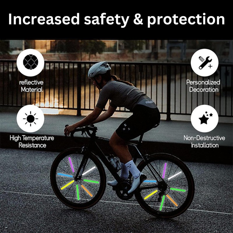 LuminKing Reflective Strips for Bicycle Spokes - 72-Piece Spoke Covers,