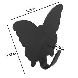 DueHoppee Butterfly Wall Hooks, 8-Pack Cute Stainless Steel Hangers, Black, for Kitchen, Office, Bathroom, Sturdy Adhesive Hook for Hanging Keys, Bags, Hats, Towels, Clothes