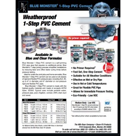 Mill-Rose New Blue Monster 76030 1/4 Pint (4 Fl. Oz.) Blue PVC Cement