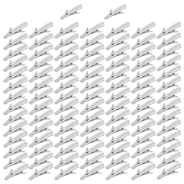 Lawie 100 Pack 45mm Christmas Tree Decoration Wreath Flower Spike Clips Small Plain Silver Duckbill Alligator Metal Hair Clips Crocodile Clips Hair Grips Pins Barrettes Craft DIY Accessories for Women