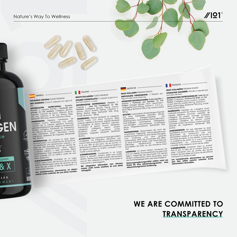 Multi Collagen Capsules - 240 Capsules - Types I, II,
