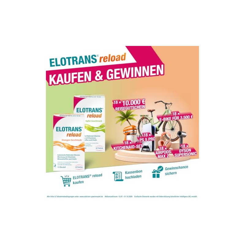ELOTRANS reload - isotonische Elektrolyt-Glucose-Mischung - Nahrungsergänzungsmittel mit Magnesium, Kaliumchlorid,