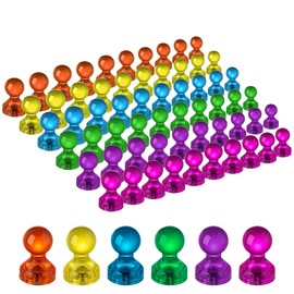 HongyiTime 60 PCS Colorful Strong Magnetic Push Pin Magnets, Office Classroom Magnets,6 Assorted Color, Perfect to use as Kitchen Home and School, Map Magnets,Whiteboard Magnets
