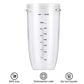 32 oz Juicer Cup, Cup Compatible with NutriBullet Electric Mixer 900 W / 600 W, Large Cups Accessories Replacement Parts