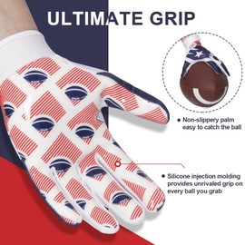 RIGWARL Football Gloves Adult Men, Youth Kids Football Gloves with Super Sticky Grip, Receiver Glove Best Gift for Adult Youth Kids Boys 8-12