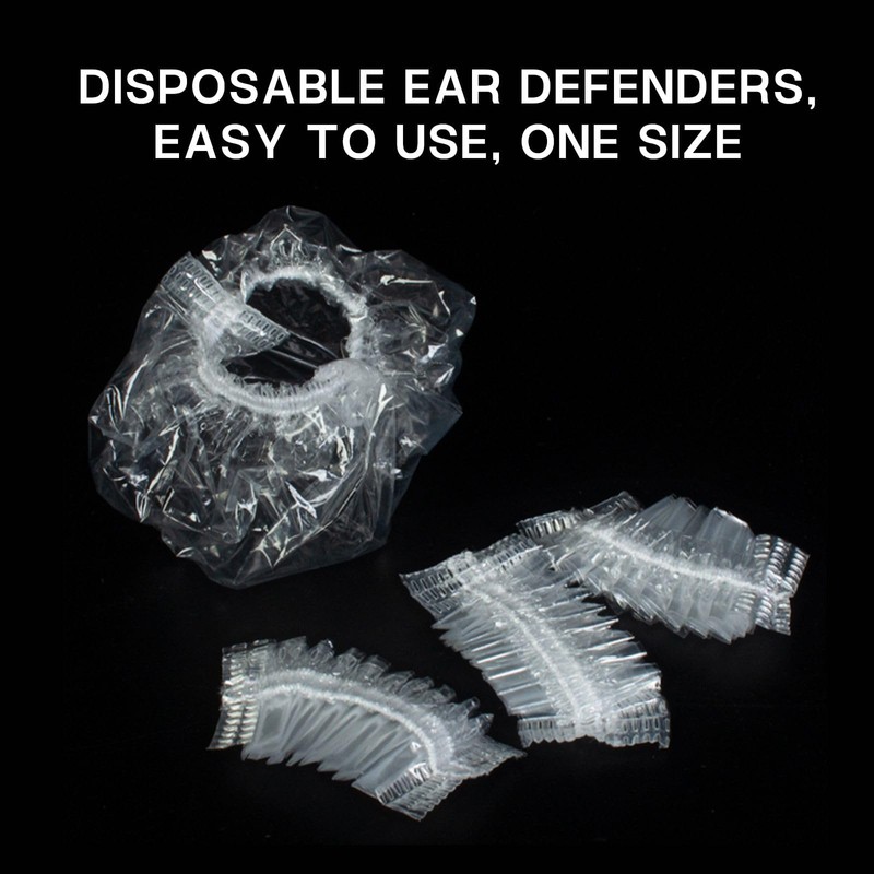 100 Pcs Ear Covers for Shower - Clear Waterproof Disposable