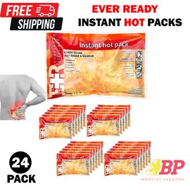 Ever Ready First Aid Disposable Instant Hot Pack 6" x 9" Ready to Use - 24 Pack