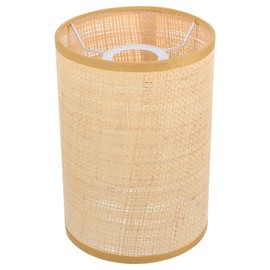 Rattan Drum Lampshade Replacement E27-E14, Clip On Barrel Lampshade Natural Woven Cylinder Light Cover for Table Lamp, Floor Lamp, Pendant Lamp