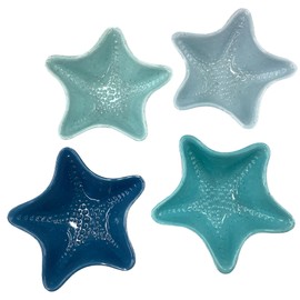 Sigrid Olsen Starfish Melamine Snack Bowls, Coastal Beach Themed Snacking Bowls, Blue