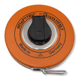Steel Tape Measure 10 m with Millimetre Graduation in Platal Capsule – Painted White – Start of Measure "A" – Before Zero Point Approx. 10 cm without Scale