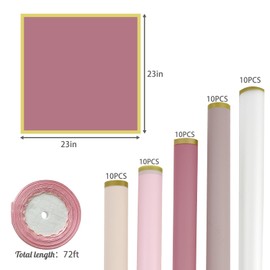 50 Sheets Floral Flower Wrapping Paper Pink Floral Bouquet Paper Waterproof Florist Packaging Paper and Chiffon Ribbon for Valentine's Day Mother's Day Father's Day Flower Wrapping Gift Packaging