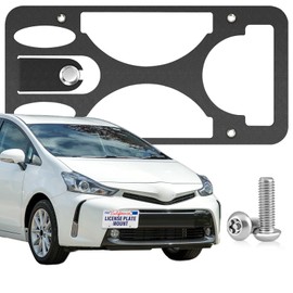 Heavy Duty Front License Plate Frame Compatible with Toyota Prius 2016-2023, No Drill Tow Hook Mount, Anti-Theft License Plate Holders Bracket, Rust-Proof, Weather & Rattle Proof Car Accessories